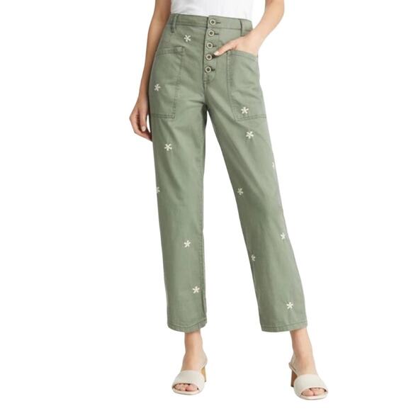 Pistola Tammy High Rise Colonial Daisy Button Fly Trouser 27 Cargo Pocket Army